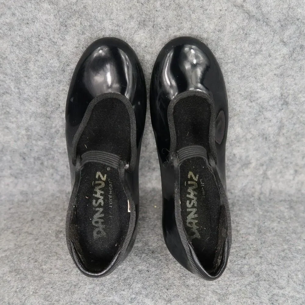 Danshuz Shoes Girls 11 Tap Dance Mary Jane Black Patent Slip On Star Tone Kids